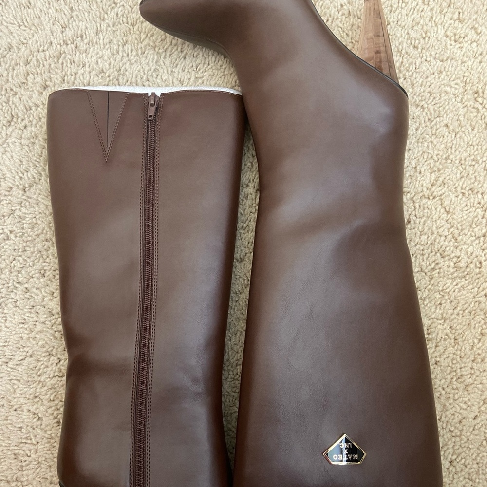 INC Brown Clear Heel Designer Boots